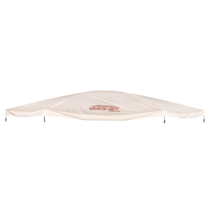 Quick-Set Rain Fly - Escape/Sky & Pavilion shown in beige fabric with the logo printed in the center, designed to provide weather protection for outdoor pavilion or tent setups.