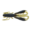 Raid Battle Hog soft plastic fishing lure in dark green and yellow with blue flecks, designed to imitate a crawfish for fishing tackle use.