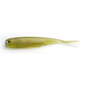 Raid Fish Roller fishing lure in translucent yellow-green with a forked tail and lifelike textures, designed for effective fishing tackle use.