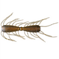 Close-up of the Raid Magnum 2 Way soft fishing lure with segmented brown body and multiple thin, flexible appendages designed to mimic aquatic prey for effective fishing tackle.