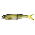 Raid Osakana Slide 170 is a realistic segmented fishing lure with green and yellow coloring, designed to mimic the appearance and movement of a small fish for effective fishing tackle use.