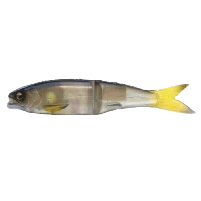 Raid Osakana Slide 170 fishing lure designed to resemble a small fish with a segmented body and yellow tail, ideal for freshwater fishing tackle.