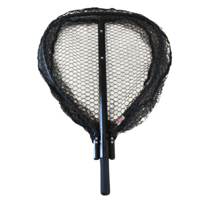 Ranger Nets fishing net with black rubber mesh and a sturdy black handle designed for catching and landing fish safely and efficiently.
