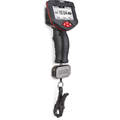 Rapala 20lb. High-Vis Digital Scale with ergonomic black handle, digital display, red navigation buttons, and metal clip for weighing fishing tackle and catches.