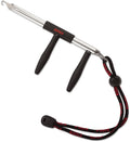 Rapala 6” Mini Hook Remover with stainless steel shaft, dual black ergonomic handles, and a branded black and red wrist lanyard for secure grip during fishing tackle use.