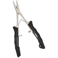 Rapala 7" Precision Forceps featuring stainless steel construction and ergonomic black handles, designed for precise grip and control in fishing tackle applications.