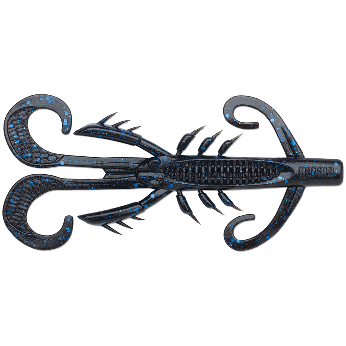 Rapala CrushCity Hedgehog fishing lure in black with blue flecks, featuring multiple curved appendages designed to mimic a crawfish for effective fishing tackle use.