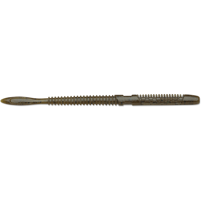 Rapala CrushCity Janitor fishing lure in brown with segmented body and paddle tail designed for realistic movement to attract fish.