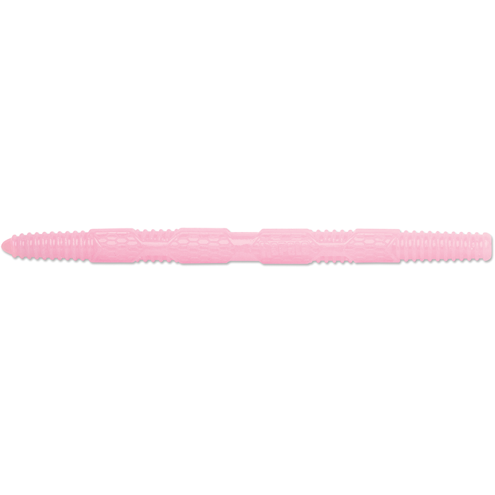 Rapala CrushCity Pig Stick soft plastic fishing lure in translucent pink designed for freshwater fishing tackle targeting musky and other game fish.