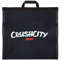 Rapala CrushCity Tournament Weigh-In Bag in black with white and red logo, featuring sturdy top handles for easy carrying, designed for weighing fishing catches.