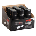 Black compact cases containing Rapala Knot Tying Glasses with +2.50 magnification, displayed in a retail box featuring images and product details for fishing tackle use.