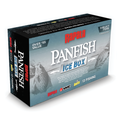 Rapala Panfish Ice Box fishing tackle kit box featuring 9 select items for panfish fishing with branded gear and promotional text on a blue and black background.