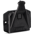 Rapala Smart Hub Coat Hook in black durable plastic with mounting holes, designed for securely hanging coats or gear in fishing or outdoor environments.