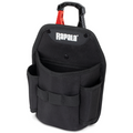 Rapala Smart Hub Utility Pouch in black durable fabric with multiple compartments and a clip for attachment, designed for organizing fishing tackle and gear.
