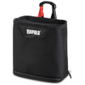 Black fabric Rapala Smart Hub Waste Pouch with a zippered bottom and a built-in clip for easy attachment to fishing gear or tackle bags.