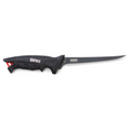 Rapala Stealth FXF Fillet Knife with a sleek black ergonomic handle and a sharp, narrow blade designed for precise filleting and fishing tackle use.