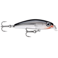 Rapala Ultra-Light Minnow fishing lure with a silver and black scaled body, realistic eyes, and two sharp treble hooks for effective fishing tackle use.