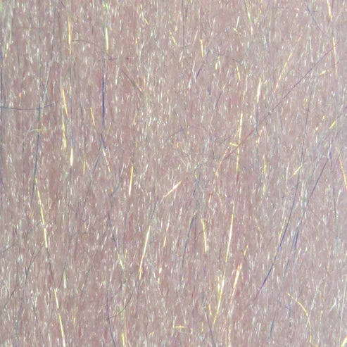 Renzetti Sculpting Flash Fiber in light pink, showing fine, shiny synthetic fibers with iridescent highlights used for fishing tackle and lure making.