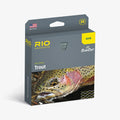 Packaging of Rio Avid Grand fly fishing line featuring a detailed trout image on the front, designed for precise casting in fly fishing tackle.