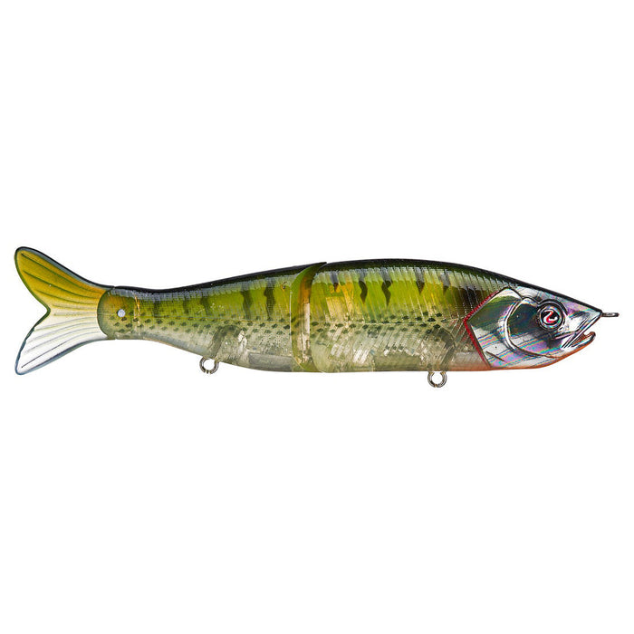 River2Sea S-Waver 200S Glide Bait in realistic green and yellow fish pattern with segmented body and detailed eyes, designed for effective fishing tackle use.
