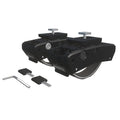 Riversmith River Quiver Accessories shown as a black clamp-style fishing rod holder with adjustable screws, two small black mounting pieces, and a hex key for installation.