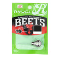 Ryugi Beets TG Weights packaged in green and black labeled bag, showing a silver fishing sinker designed for Carolina Rig, made of tungsten for fishing tackle use.