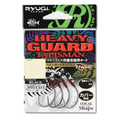 Package of Ryugi Heavy Guard Talisman Hook fishing hooks in black, featuring multiple curved metal hooks with protective guard covers, designed for durable fishing tackle use.
