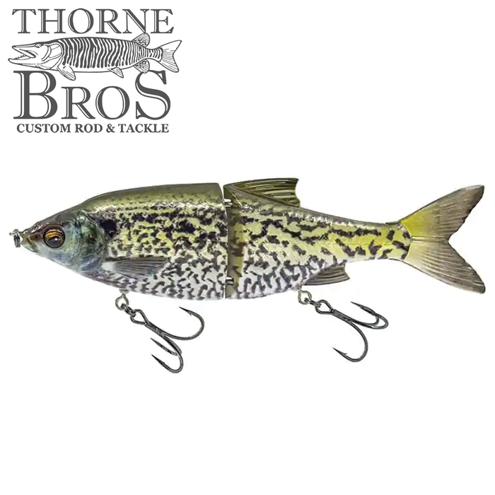 Savage Gear Shine Glide Pro multi-jointed fishing lure with realistic detailed body and two treble hooks designed for lifelike movement in fishing tackle collections.