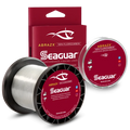 Seaguar AbrazX Fluorocarbon fishing line spool and packaging displayed, designed for high-performance fishing with abrasion resistance and clear, durable material.