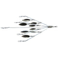 Shane's Baits Domin8or Umbrella Rig featuring multiple spinning blades on wire arms attached to a central swivel, designed for effective fishing lure presentation.