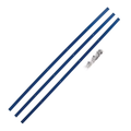 Three blue metal Shappell Wear Bar Kits laid out parallel with a small clear bag containing mounting hardware including screws and washers, designed for fishing tackle rod repair or reinforcement.