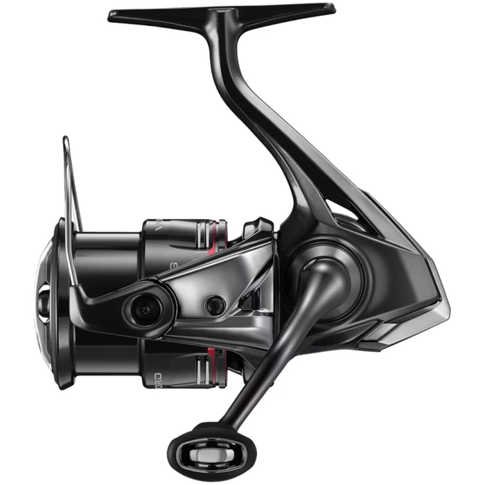 Shimano Vanford A spinning reel in sleek black, featuring ergonomic handle and advanced design ideal for fishing rods and reels in a premium tackle setup.