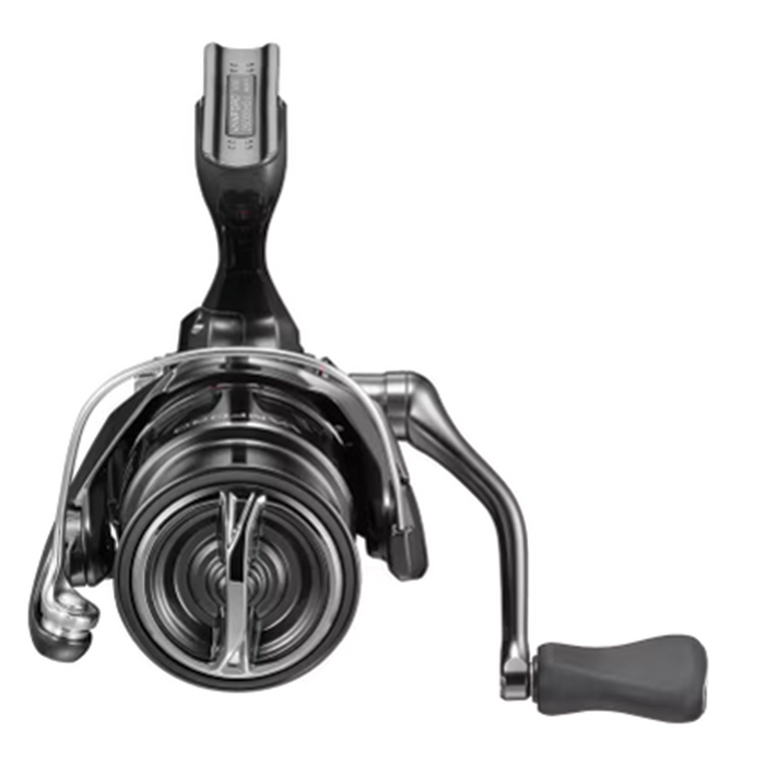 Shimano Vanford A spinning reel featuring a sleek black and silver design with ergonomic handle and smooth spool, ideal for fishing rods and reels at Thorne Bros.