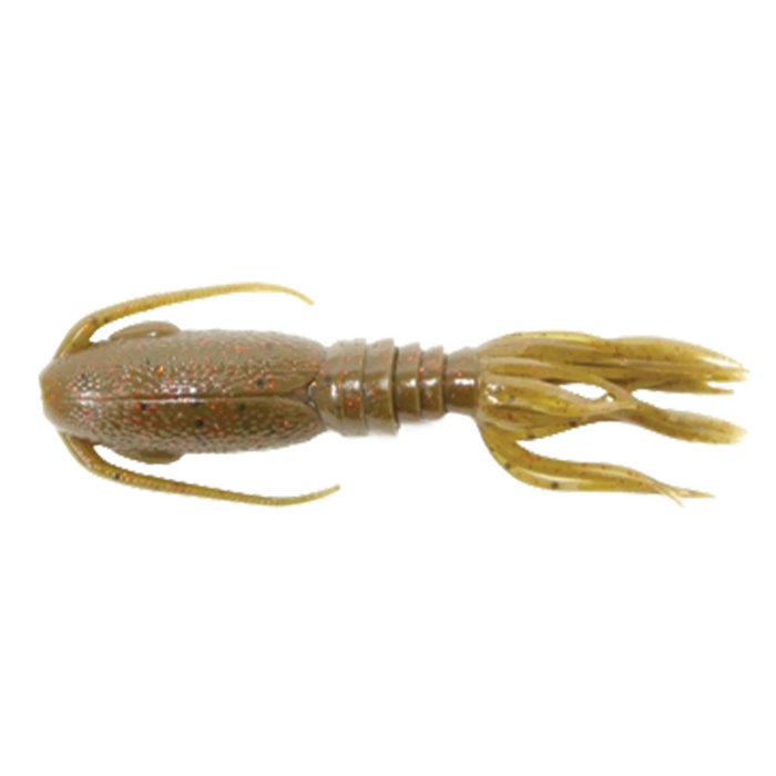 Signal Mamba Slim fishing lure designed to mimic a small aquatic creature with segmented body and multiple flexible appendages in natural brownish color with red speckles.