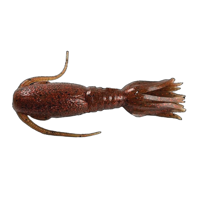 Signal Mamba Slim soft fishing lure designed to mimic a crawfish, featuring a brownish body with red speckles and multiple segmented appendages for realistic movement.