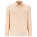 Simms Big Sky Tech LS Shirt - Men's in light peach color featuring long sleeves, button-down front, collar, and two chest pockets, designed for fishing and outdoor activities.