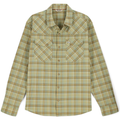 Simms Brackett LS Shirt - Men's features a long-sleeve plaid design in muted green and beige tones, two chest pockets with button closures, suitable for fishing and outdoor activities.