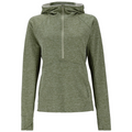 Simms BugStopper Hoody - Women's in olive green, featuring a lightweight, breathable fabric with a front quarter zip and adjustable hood for outdoor fishing and casual wear.