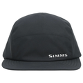 Simms Cascadia Rain Cap in black, featuring a durable, water-resistant fabric with a structured brim and embroidered Simms logo on the front, ideal for fishing tackle enthusiasts.