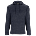 Simms Challenger Hoody - Men's in dark navy fabric with a subtle textured pattern, featuring a front kangaroo pocket, adjustable hood with drawstrings, and a discreet embossed logo on the chest.
