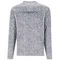 Simms Challenger Solar Crewneck - Men's in a gray and white speckled pattern with long sleeves and a crew neck, designed for fishing and outdoor activities.
