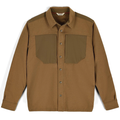Simms Confluence Overshirt - Men's in brown with long sleeves, snap button closure, two large front chest pockets, and a classic collar, designed for fishing tackle enthusiasts.