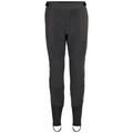 Simms Fjord Pants - Men's in dark gray with reinforced patches on knees and thighs, adjustable waist tabs, and stirrups at the ankles designed for comfort and durability in fishing tackle activities.