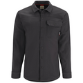 Simms Gallatin Chore Coat - Men's in black, featuring a button-up front, long sleeves, collar, and a single chest pocket with button closure, designed for durability and comfort.
