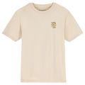 Simms Match The Hatch T-Shirt - Kid's in light beige with short sleeves and a small fishing-themed graphic on the left chest, designed for young fishing enthusiasts.