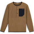 Simms Midstream Henley - Men's, lightweight long-sleeve pullover in brown with a black chest pocket featuring snap buttons, designed for outdoor fishing activities.