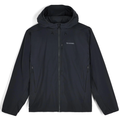 Simms Midstream Hooded Jacket - Men's in black, featuring a full front zipper, adjustable hood with drawstrings, two zippered side pockets, and a chest pocket, designed for comfort during fishing activities.