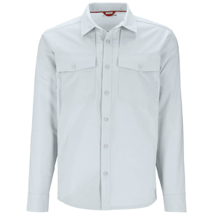 Simms No-See-Um BugStopper LS Shirt - Men's, light-colored long-sleeve fishing shirt with button front, two chest pockets, and tailored for outdoor fishing comfort.