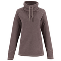 Simms Rivershed Sweater - Women's in muted brown with a high adjustable collar, long sleeves featuring thumb holes, and a textured fabric designed for outdoor comfort.