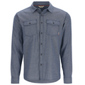 Simms Shoal Flannel - Men's blue long-sleeve button-up shirt with two chest pockets, designed for comfort and durability during outdoor fishing activities.